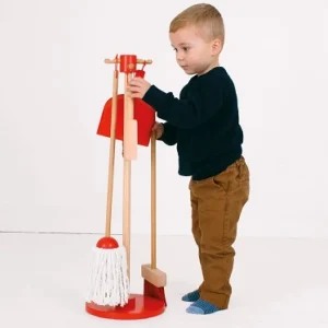 Clearance Bigjigs Toy Cleaning Set (Red) Play Shop Cook And Share | Pretend Play Kitchens