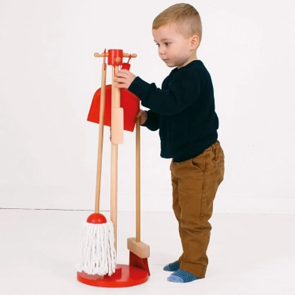 bigjigs_toy_cleaning_set__2.webp Clearance Bigjigs Toy Cleaning Set (Red) Play Shop Cook And Share | Pretend Play Kitchens