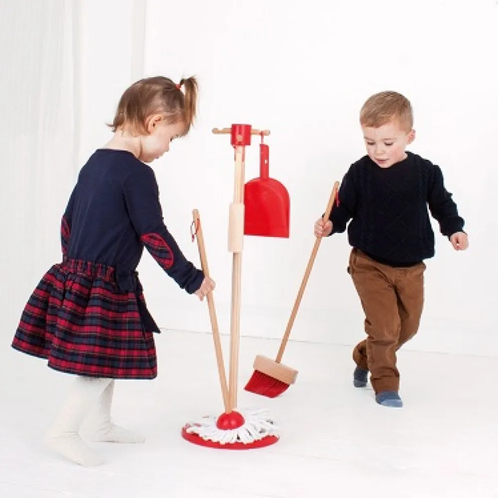 bigjigs_toy_cleaning_set__3.webp Clearance Bigjigs Toy Cleaning Set (Red) Play Shop Cook And Share | Pretend Play Kitchens