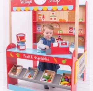 New Bigjigs Village Shop Play Shop Cook And Share | Shopping Role Play