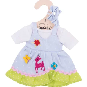 Sale Blue Spotted Dress with Deer (for Size Small Doll) Soft Rag Dolls | Soft Toys