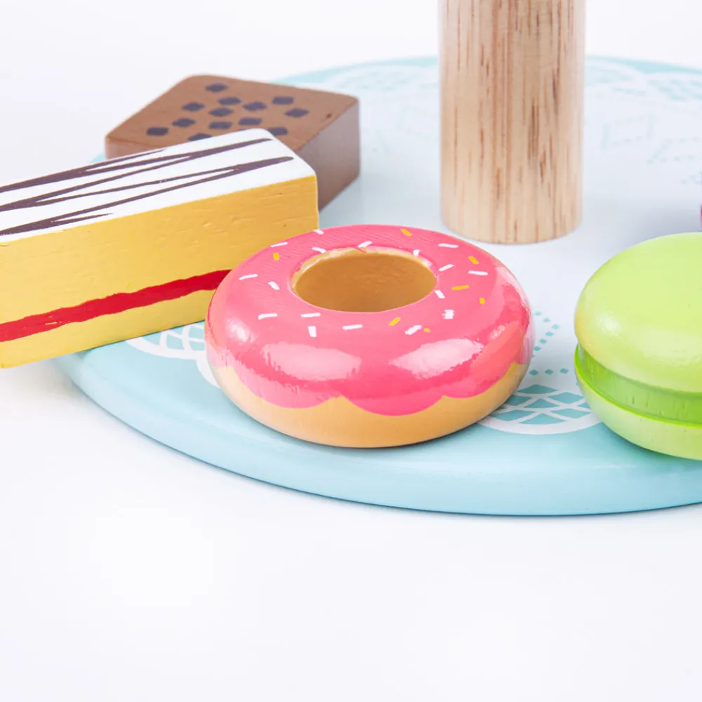 cake_stand_with__cakes_2.webp Fashion Cake stand with 9 Cakes Play Shop Cook And Share | Wooden Toy Food Sets