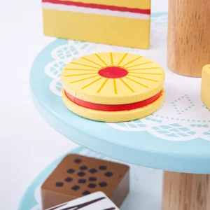 Fashion Cake stand with 9 Cakes Play Shop Cook And Share | Wooden Toy Food Sets