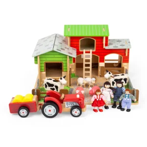 Outlet Cobblestone Farm Toy Bundle Wooden Animal Toys | Wooden Farm Sets & Animal Toys