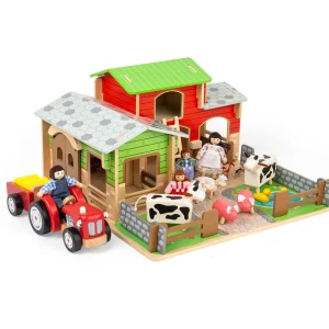 Outlet Cobblestone Farm Toy Bundle Wooden Animal Toys | Wooden Farm Sets & Animal Toys