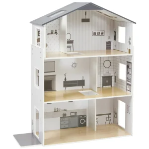 Online Contemporary Dolls House with 18 Handcrafted Wood Furniture Accessories Wooden Doll’s Houses | Traditional Wooden Toys