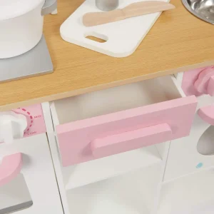 Outlet Country Play Kitchen with 9 Wooden Accessories Play Shop Cook And Share | Pretend Play Kitchens
