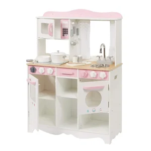 Outlet Country Play Kitchen with 9 Wooden Accessories Play Shop Cook And Share | Pretend Play Kitchens