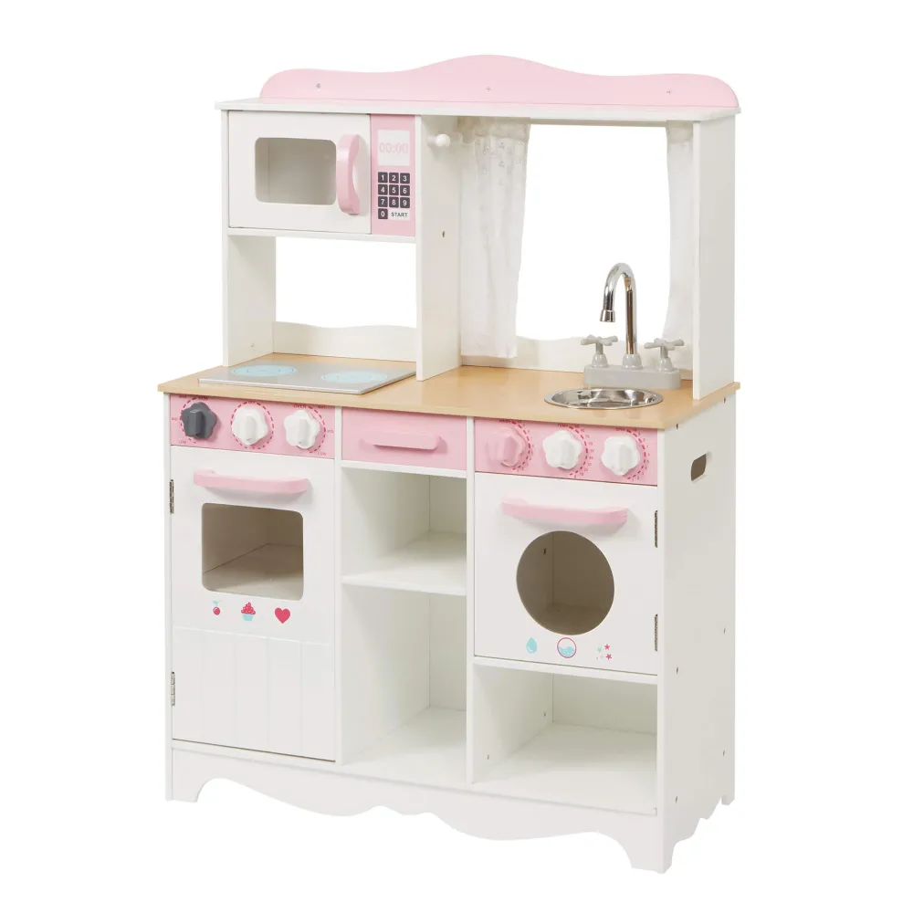 country_play_kitchen_with_8.webp Outlet Country Play Kitchen with 9 Wooden Accessories Play Shop Cook And Share | Pretend Play Kitchens