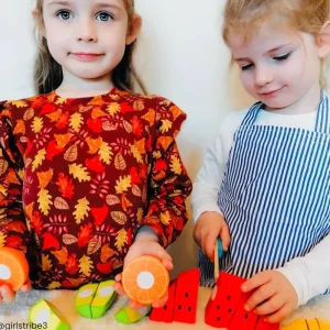 Outlet Cutting Fruit Chef Set Play Shop Cook And Share | Wooden Toy Food Sets