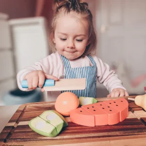 Outlet Cutting Fruit Chef Set Play Shop Cook And Share | Wooden Toy Food Sets