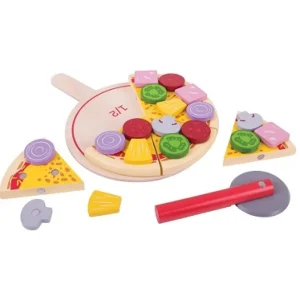 Discount Cutting Pizza Set Play Shop Cook And Share | Wooden Toy Food Sets
