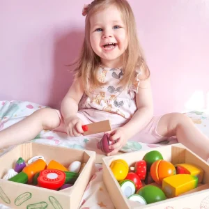 Clearance Cutting Veg Crate Play Shop Cook And Share | Wooden Toy Food Sets