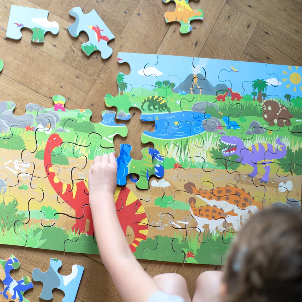 dawn_of_the_dinosaur_floo_3.webp Discount Dawn of the Dinosaur Floor Puzzle (48 piece) Wooden Puzzles And Activity Toys | Children's Wooden Puzzles