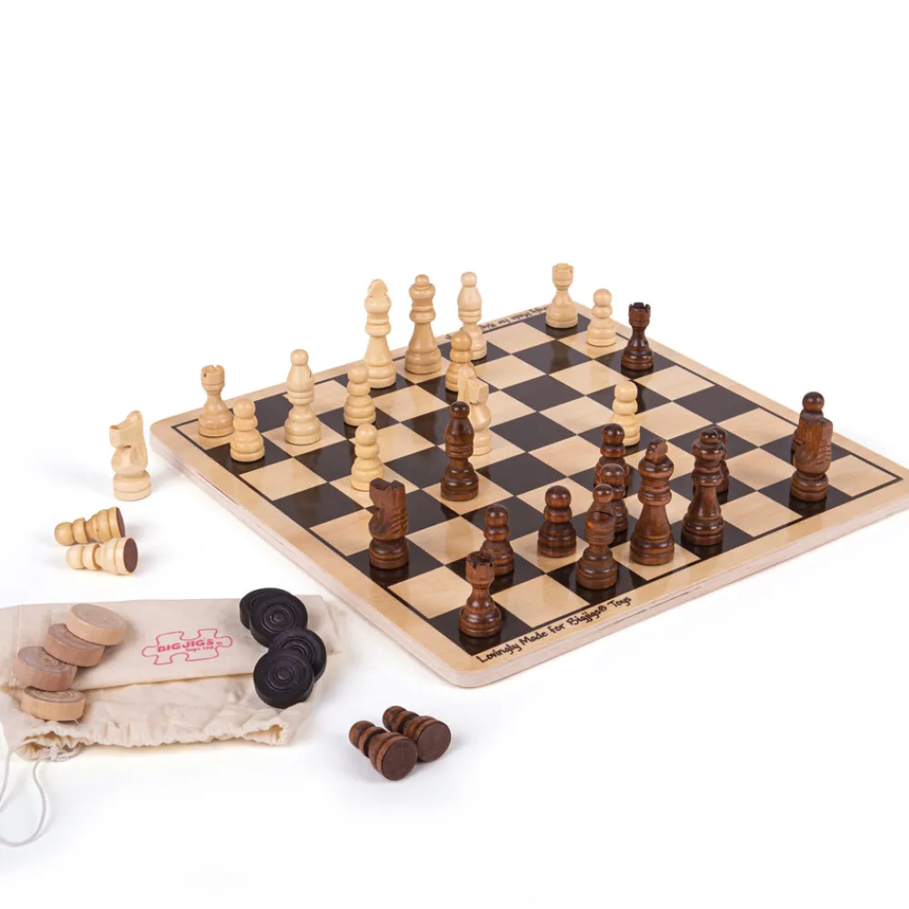 draughts_and_chess_set_1.webp Outlet Draughts and Chess Set Traditional Wooden Games