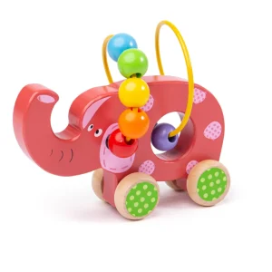 Clearance Elephant Push Along Bead Frame Wooden Push And Pull Along Toys | Activity Toys & Games