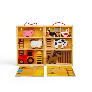 Clearance Farm Animal Playbox Wooden Farm Sets & Animal Toys