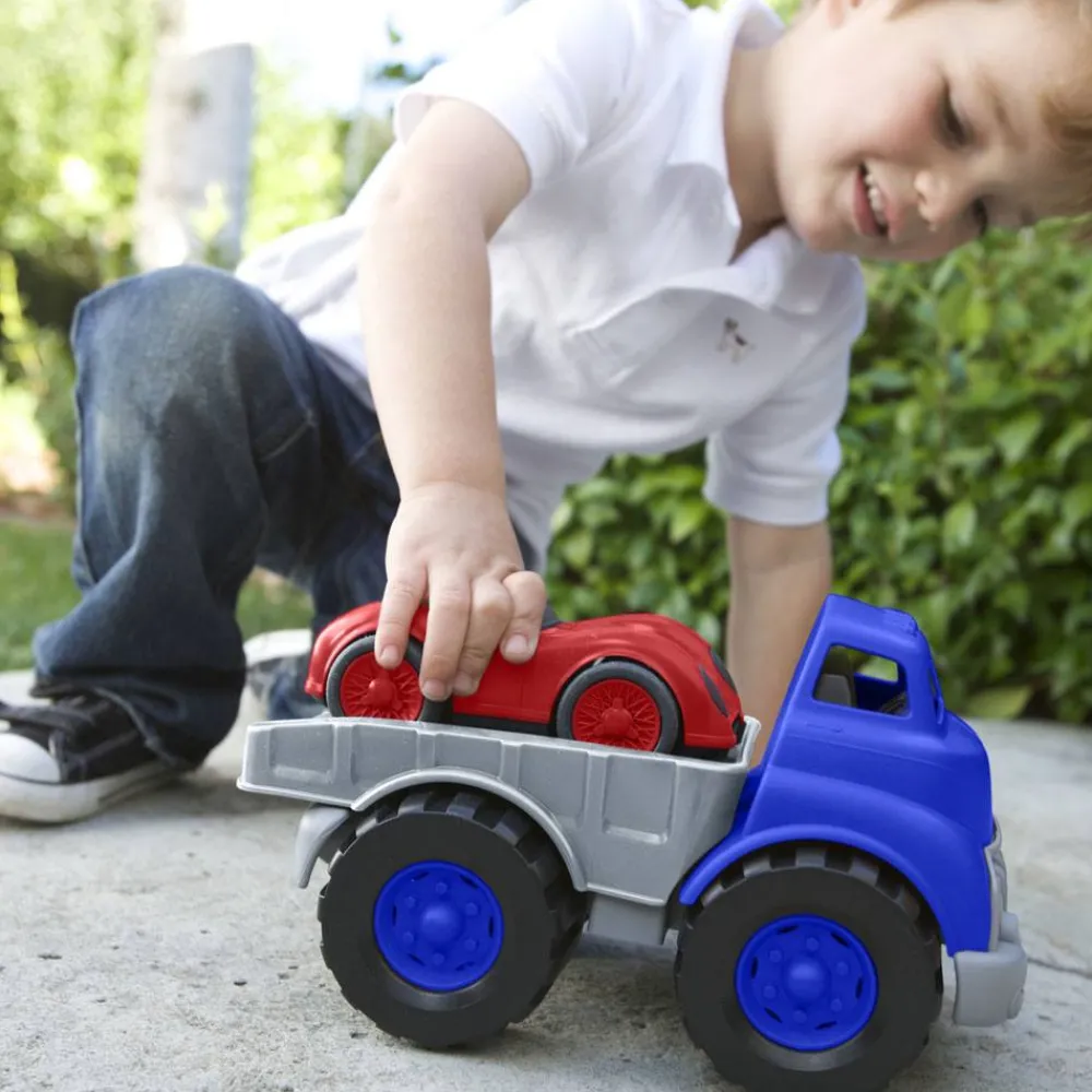 flatbed_truck_with_race_c_2.webp Fashion Flatbed Truck with Race Car Wooden Toy Cars For Children
