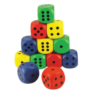 Discount Giant Dice Coloured (Pack of 12) Traditional Wooden Games