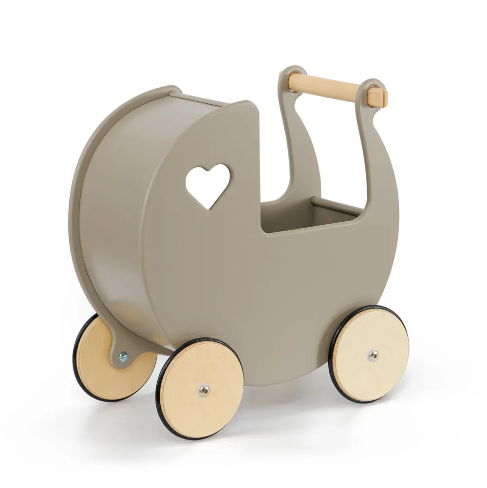 grey_wooden_dolls_pram_0.webp Clearance Grey Wooden Dolls Pram Traditional Wooden Toys | Prams & Cradles