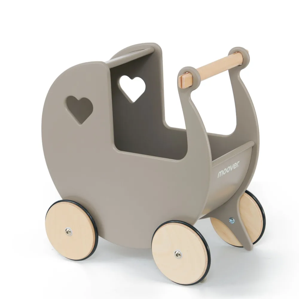 grey_wooden_dolls_pram_1.webp Clearance Grey Wooden Dolls Pram Traditional Wooden Toys | Prams & Cradles