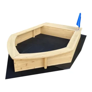 Outlet Kids Boat Sandpit with Seating and Cover Outdoor Garden Toys