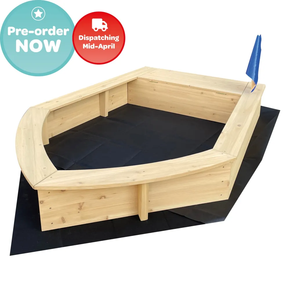 kids_boat_sandpit_with_se_7.webp Outlet Kids Boat Sandpit with Seating and Cover Outdoor Garden Toys