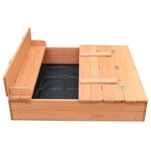 Hot Kids Sandpit With Seating and Cover Outdoor Garden Toys