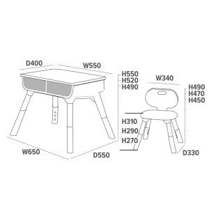 Hot Kids Scandi Height Adjustable Table and Chair Set Kids Kid’s Furniture