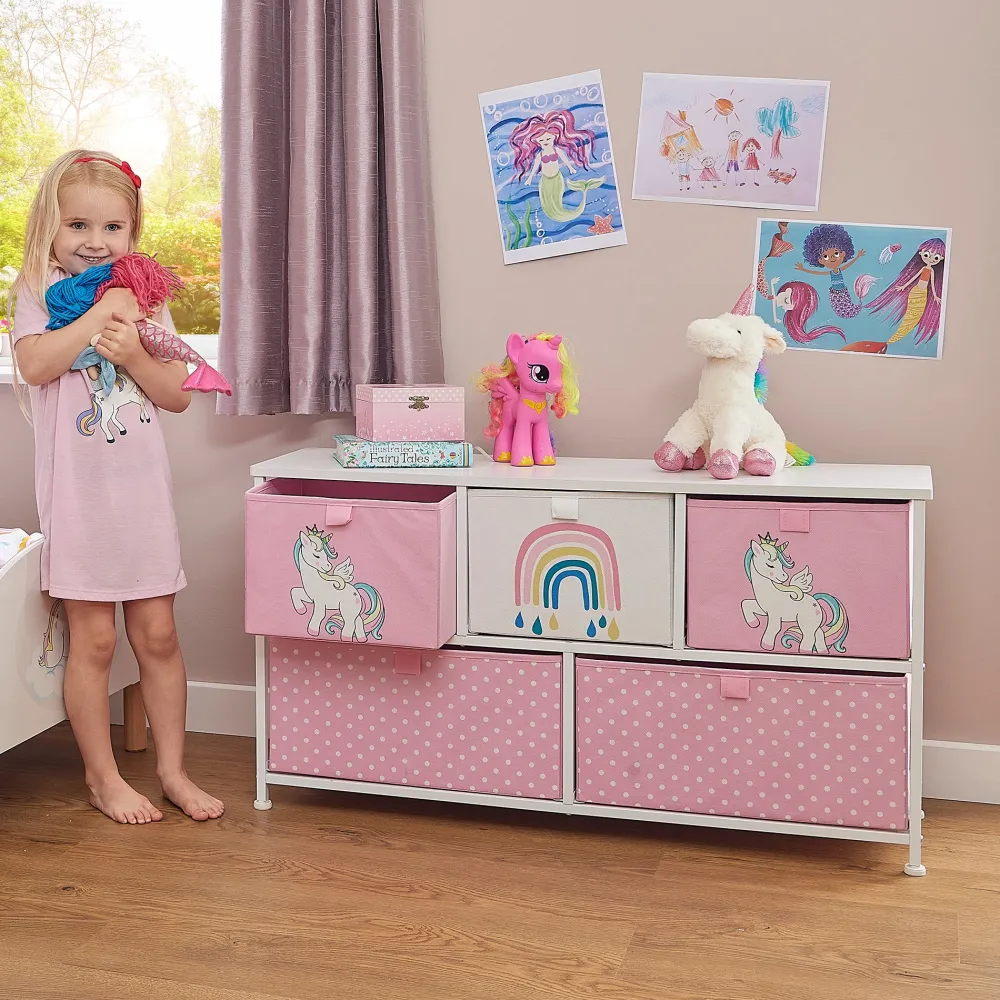 kids_unicorn__drawer_stor_0.webp New Kids Unicorn 5 Drawer Storage Chest Kids Kid’s Furniture