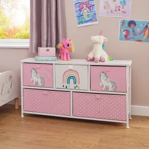 New Kids Unicorn 5 Drawer Storage Chest Kids Kid’s Furniture