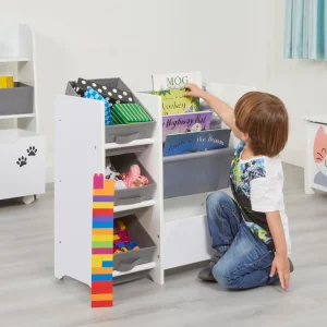 New Kids White Display Unit With Fabric Storage Boxes Kids Kid’s Furniture