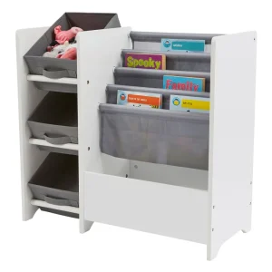 New Kids White Display Unit With Fabric Storage Boxes Kids Kid’s Furniture