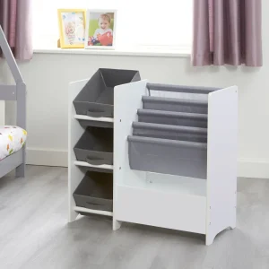 New Kids White Display Unit With Fabric Storage Boxes Kids Kid’s Furniture