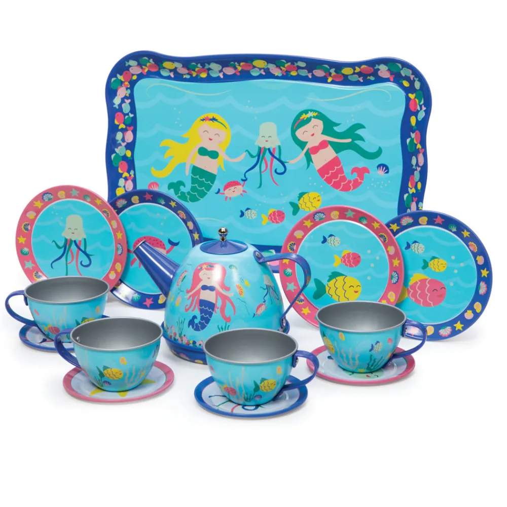 mermaid_tin_tea_set_0.webp Outlet Mermaid Tin Tea Set Pretend Play Kitchens