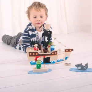 Best Mini Pirate Ship Playset Traditional Wooden Toys | Wooden Toy Castles And Pirate Toys