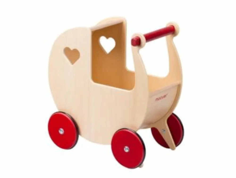 moover_dolls_pram_natural_0.webp Clearance Dolls Pram Natural Birch Veneer Traditional Wooden Toys | Prams & Cradles