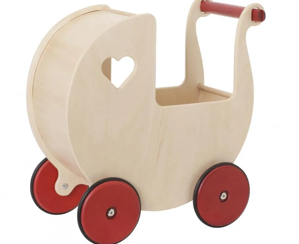 moover_dolls_pram_natural_1.webp Clearance Dolls Pram Natural Birch Veneer Traditional Wooden Toys | Prams & Cradles