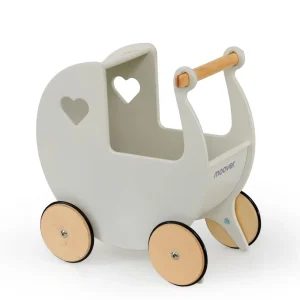 Outlet Wooden Dolls Pram Off-White Traditional Wooden Toys | Prams & Cradles