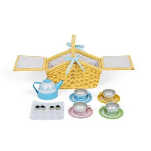 Clearance Picnic Set in Yellow Basket Wooden Toy Food Sets | Pretend Play Kitchens