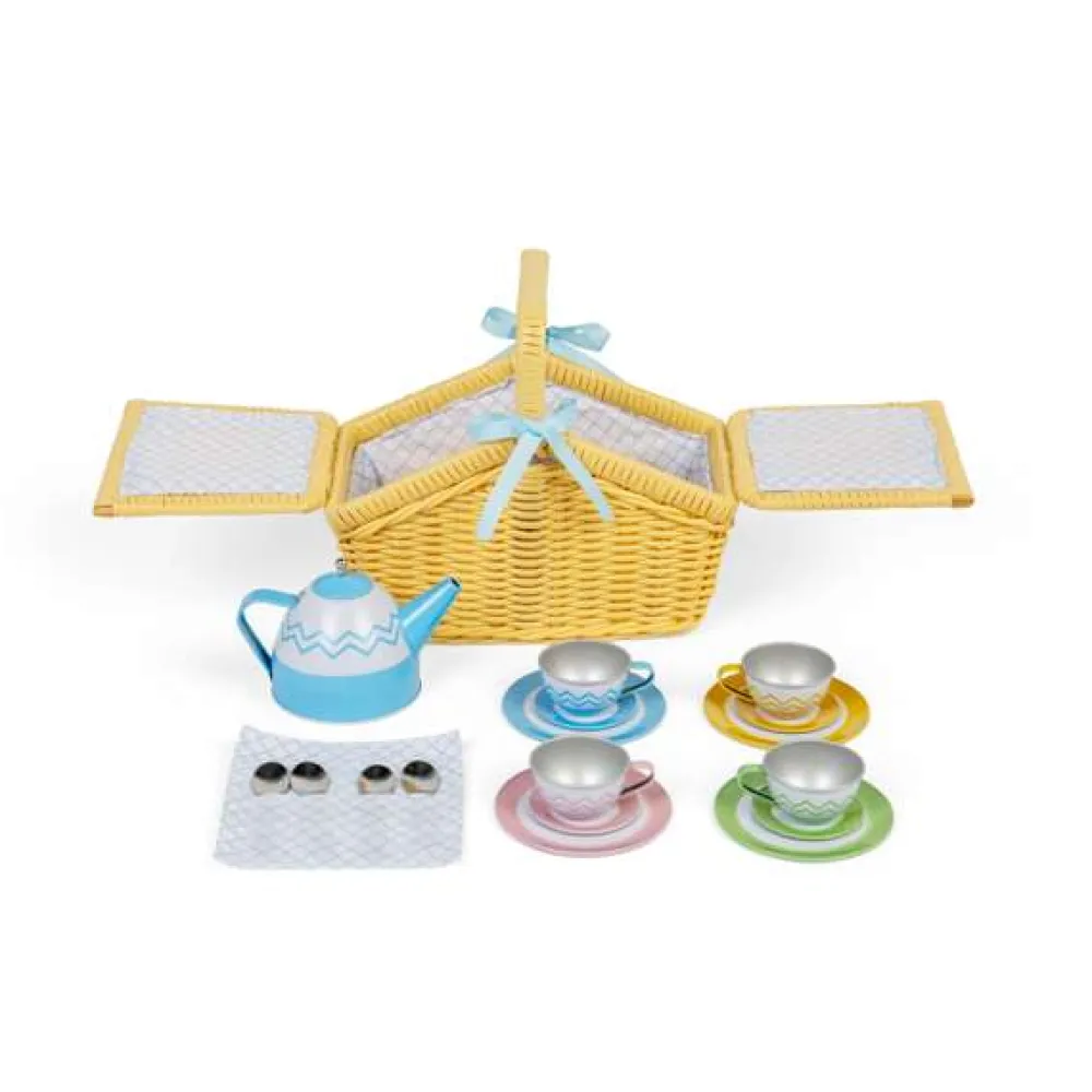 picnic_set_in_yellow_bask_1.webp Clearance Picnic Set in Yellow Basket Wooden Toy Food Sets | Pretend Play Kitchens