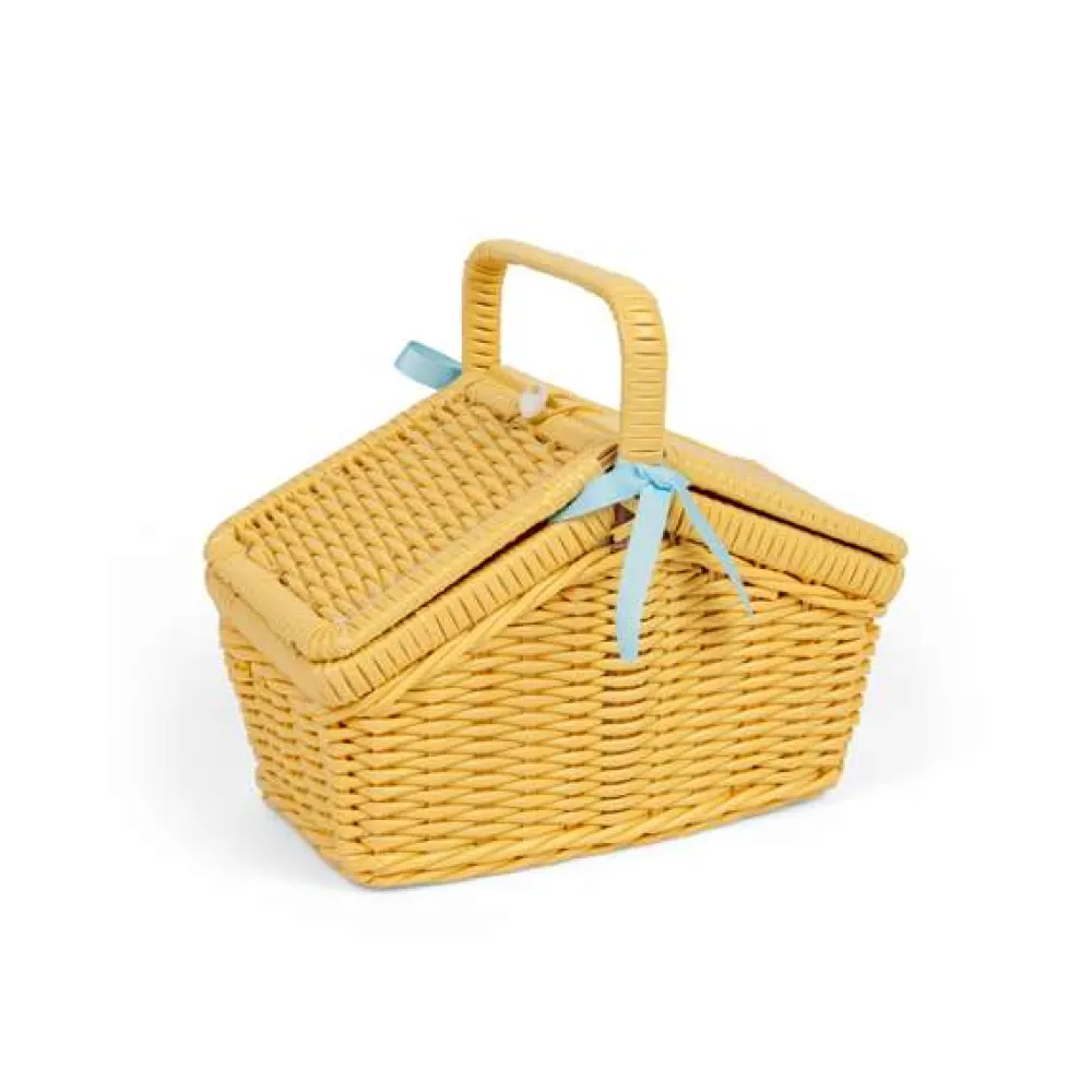 picnic_set_in_yellow_bask_3.webp Clearance Picnic Set in Yellow Basket Wooden Toy Food Sets | Pretend Play Kitchens