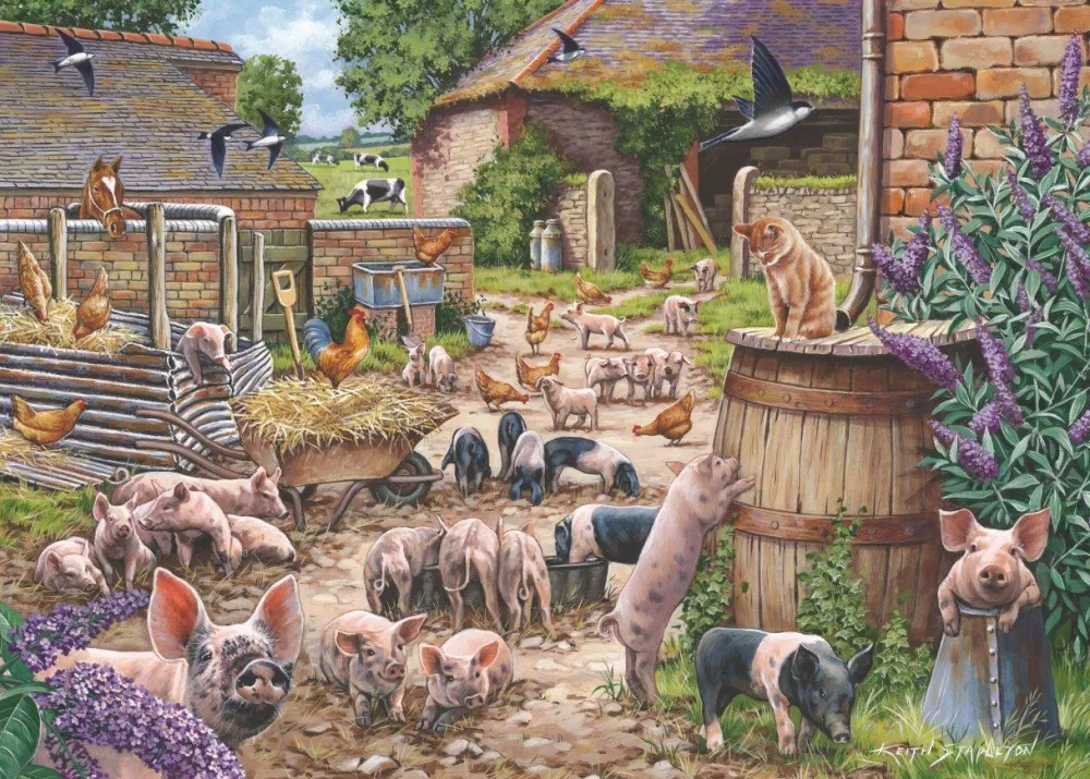 piglet_pandemonium__big___0.webp Fashion Piglet Pandemonium – BIG 250 Piece Jigsaw Puzzle Children's Wooden Puzzles