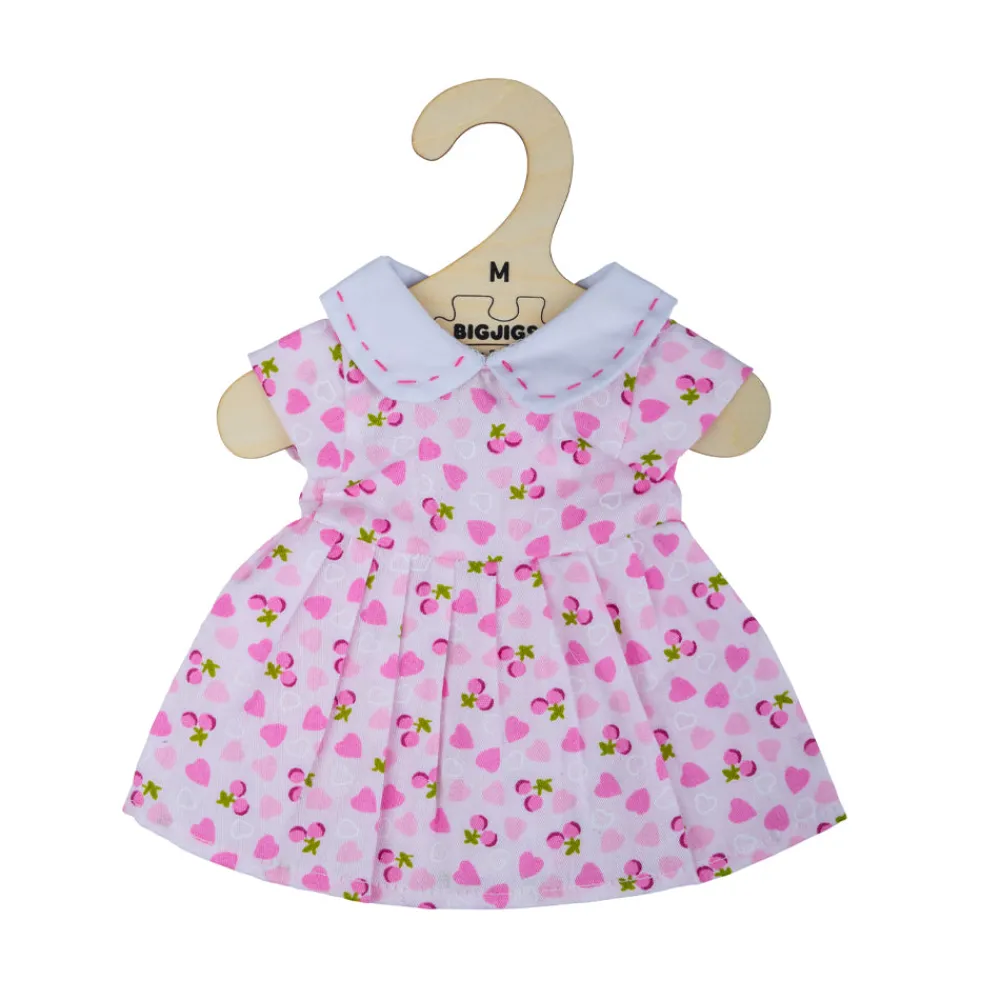 pink_dress_with_pink_hear_0.webp New Pink dress with pink hearts (for Size Medium Doll) Soft Rag Dolls | Soft Toys