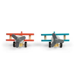 Hot Pull Back Bi-Planes – Red, Blue (Pack of 2) Traditional Wooden Toys | Wooden Push And Pull Along Toys