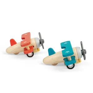 Hot Pull Back Bi-Planes – Red, Blue (Pack of 2) Traditional Wooden Toys | Wooden Push And Pull Along Toys