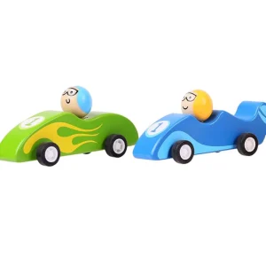Sale Pull Back Racing Car (Pack of 2 – Green and Blue) Wooden Push And Pull Along Toys | Wooden Toy Cars For Children