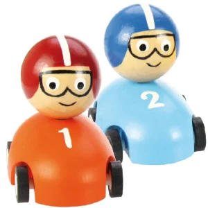 Discount Pull Back Racing Car (Pack of 2 – Orange and Blue) Wooden Push And Pull Along Toys | Wooden Toy Cars For Children