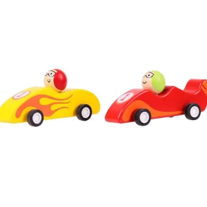New Pull Back Racing Car (Pack of 2 – Red and Yellow) Wooden Push And Pull Along Toys | Wooden Toy Cars For Children