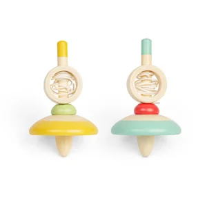 Clearance Pull String Spinning Tops – Light Blue, Yellow Traditional Wooden Toys | Wooden Push And Pull Along Toys